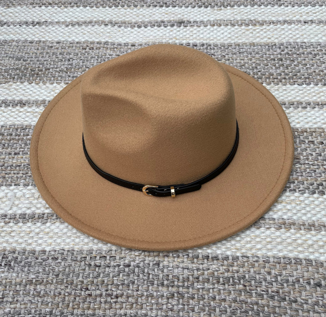 Faux Suede Belt Strap Hat